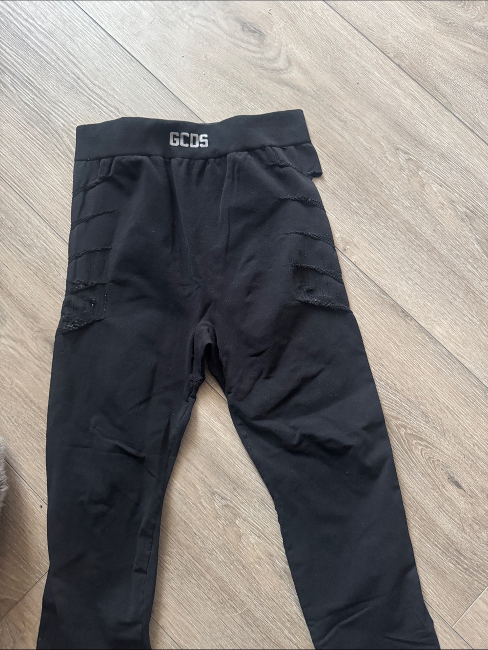 GCDS Black Cut out Leggings with Ribbed Detail